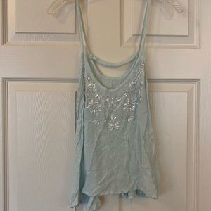 A&F blue sequins floral tank